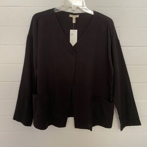 Eileen Fisher Black Gauze V Neck Jacket S/P NWT